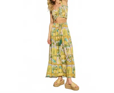 Dress Forum Tropical Sun Midi Skirt In Yellow In Green