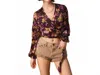 Dress Forum True Or False Bubble Sleeve Wrap Blouse In Fig Blossom In Brown