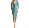 Dress Forum Two Tone Button Down Cardigan Dress In Green/blue In Blue
