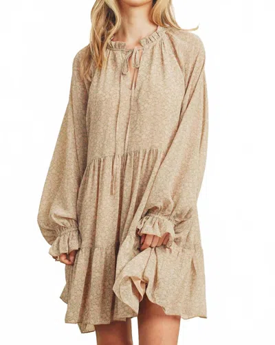 Dress Forum Vintage Floral Swing Dress In Sage/blush In Brown