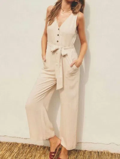 Dress Forum V-neck Linen Jumpsuit In White