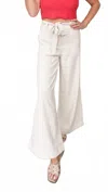 Dress Forum Wide Leg Linen Belted Pants In Oatmeal In White