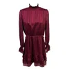 Dress Forum Women's Mock Neck Ruffle Tiered Hem Mini Dress In Burgundy