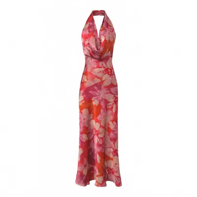 Dress Forum Women's Petal Martini Draped Halter Neck Maxi Dress In Paradise Pink