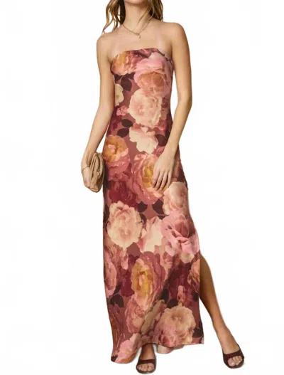 Dress Forum Women's Romantic Floral Maxi Dress In Pink In Burgundy