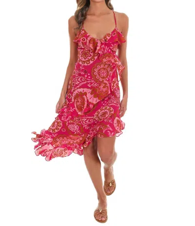 Dress Forum Women's Sunset Muse Ruffle Midi Dress In Claret Red