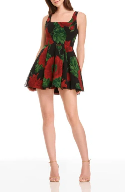 Dress The Population Ainsley Floral Cocktail Minidress In Black