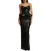 Dress The Population Akiah Sequin Ruffle Column Gown In Black