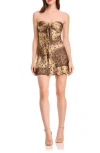 Dress The Population Alaya Strapless Cocktail Minidress In Brown