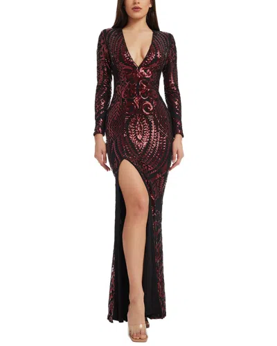 Dress The Population Alessandra Maxi Dress In Burgundy