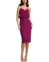 Dress The Population Alondra Bubble Hem Blouson Top Midi Dress In Burgundy