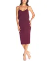 Dress The Population Alondra Bubble Hem Blouson Top Midi Dress In Burgundy