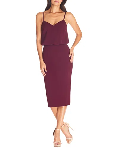 Dress The Population Alondra Sweetheart Neck Blouson Midi Dress In Burgundy