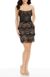 Dress The Population Alva Strapless Minidress In Black/ Beige