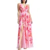 Dress The Population Alyssa Floral Gown In Pink