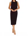 Dress The Population Amada Sequin Mixed Media Sheath Midi Dress In Black In Black