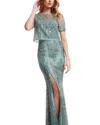 Dress The Population Amanda Mermaid Gown In Blue
