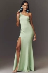 Dress The Population Amy One Shoulder Gown In Green