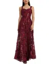 Dress The Population Women's Anabel Red Sequin Fit And Flare Gown