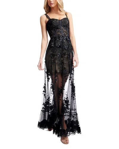 DRESS THE POPULATION DRESS THE POPULATION ANABEL SEMI SHEER SWEETHEART NECK GOWN