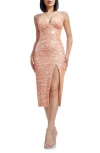 Dress The Population Anastasia Sequin Body-con Cocktail Midi Dress In Coral