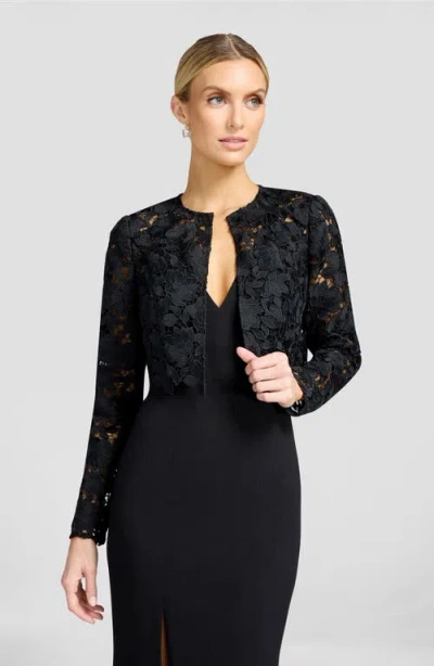 Dress The Population Andra Column Gown & Lace Bolero Set In Black