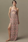 DRESS THE POPULATION ANGELIQUE STRAPLESS CUTOUT SIDE-SLIT MAXI DRESS