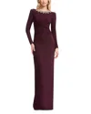 Dress The Population Anne Embellished Gown In Burgundy