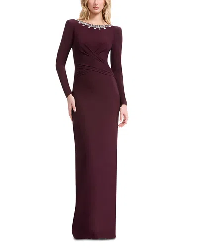 Dress The Population Anne Embellished Gown In Burgundy