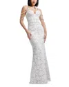 Dress The Population Antoinette Faux Pearl Lace Mermaid Gown In Metallic