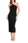 Dress The Population April Asymmetric Midi Dress In Black