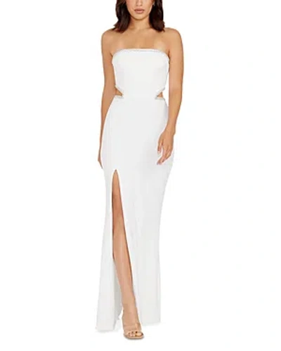 Dress The Population Ariana Embellished Gown In White/silver