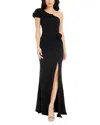 Dress The Population Aubrielle Asymmetric Gown In Black