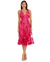 Dress The Population Audrey Floral Applique Lace Dress In Begonia