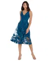 Dress The Population Audrey Floral Applique Lace Dress In Peacock Blue