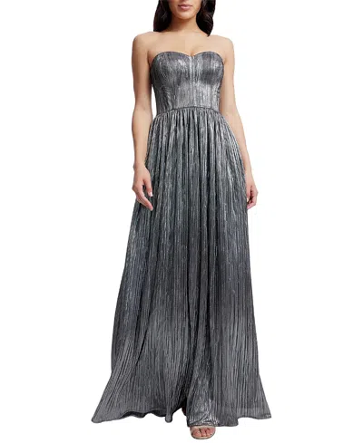 Dress The Population Audrina Plisse Maxi Gown In Silver