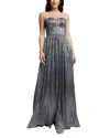 Dress The Population Audrina Strapless Gown In Silver