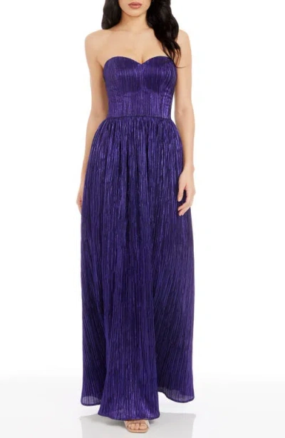 Dress The Population Audrina Strapless Gown In Deep Plum
