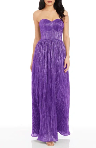 Dress The Population Audrina Strapless Gown In Lavender