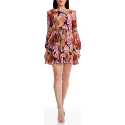 Dress The Population Aulani Floral Long Sleeve Minidress In Multi