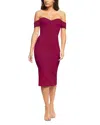Dress The Population Bailey Off The Shoulder Body-con Dress In Dark Magenta