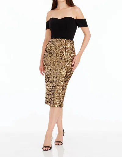 Dress The Population Bailey Sequin Dress In Gold-black