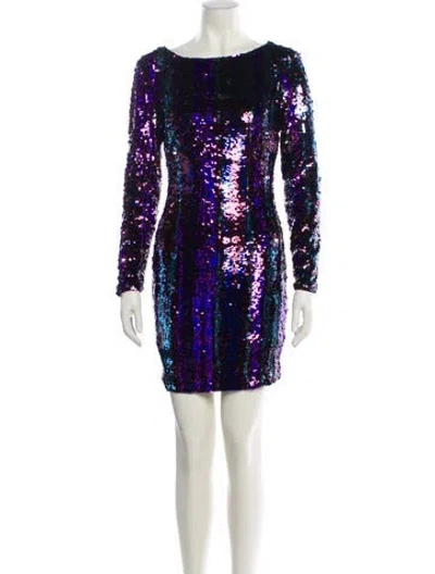 Pre-owned Dress The Population Bateau Neckline Mini Dress In Multi