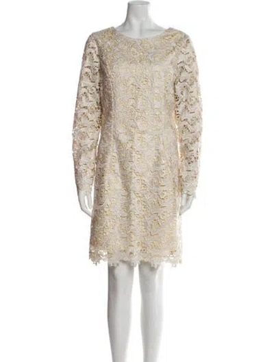 Pre-owned Dress The Population Bateau Neckline Mini Dress In Neutral