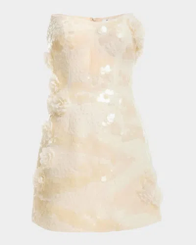 Dress The Population Black Label Amity Strapless Sequin Applique Mini Dress In White