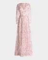 Dress The Population Black Label Angelina Beaded Floral Applique Gown In Soft Pink Multi