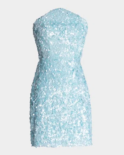 Dress The Population Black Label Anica Strapless Sequin Mini Dress In Blue
