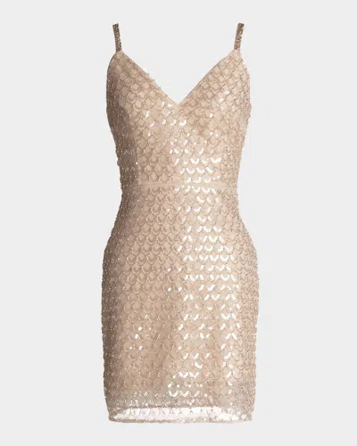Dress The Population Black Label Anya Bead & Sequin Bodycon Mini Dress In Champagne Multi