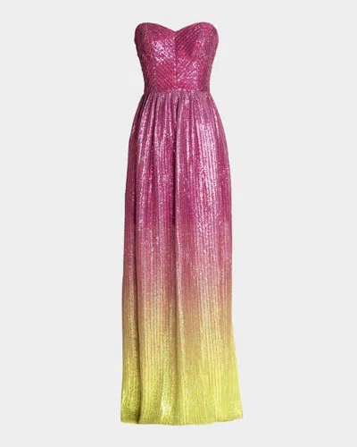 Dress The Population Black Label Audrina Strapless Sequin Ombre Gown In Multi