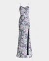 Dress The Population Black Label Brielle Floral-print Sweetheart Gown In Capri Multi